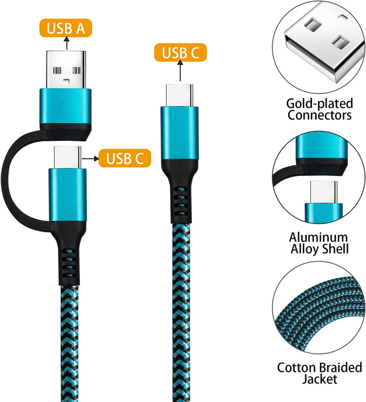 USB C to C Cable, 60W 3 Pack Fast Charging Cords 6Ft QC & PD 2-In-1 USB-A/C to T gallery