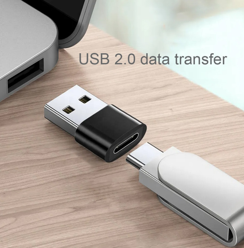 4 Pack, USB-C to Type A Adapter, Fast Charging and Data Transfer, Gray gallery