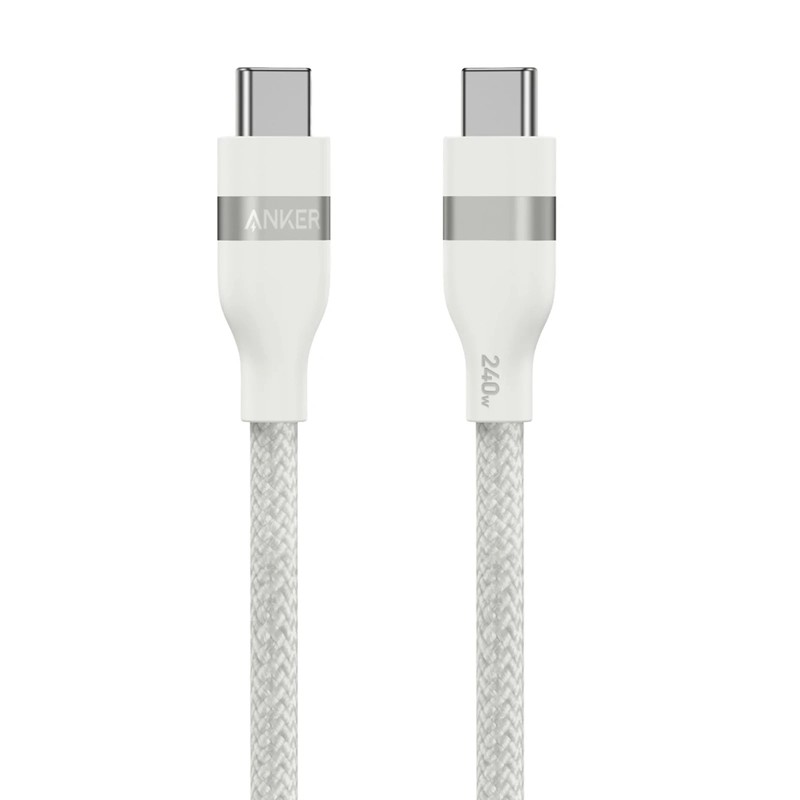 Anker A82E2 USB-C to USB-C Cable Shell White (3ft, 240W, Upcycled-Braided)