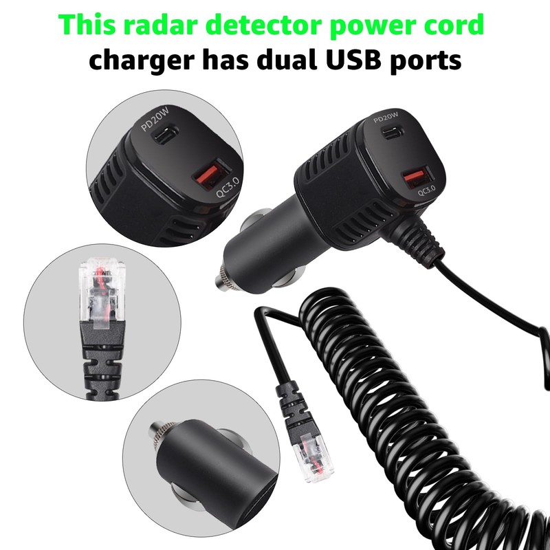 Radar Detector Power Cord with Dual Fast Charge Fit for Escort Max360 gallery