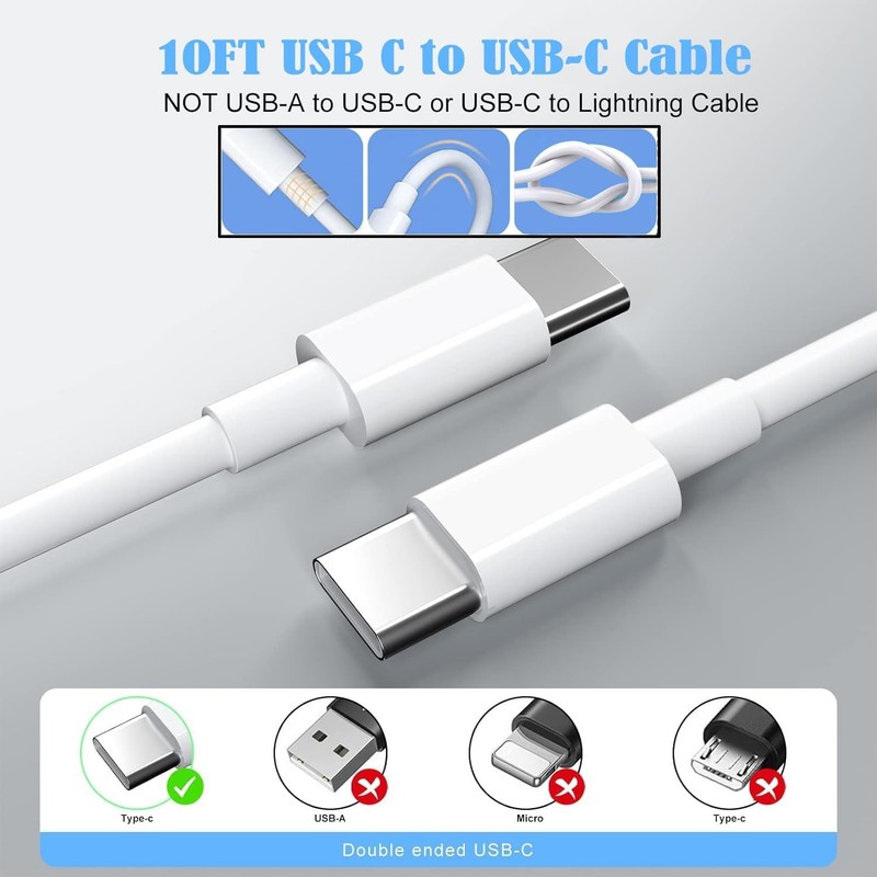 10FT Fast Charging Cord for iPhone 17 16e 15,3Pack Extra Long 10Foot USB C to Ty gallery