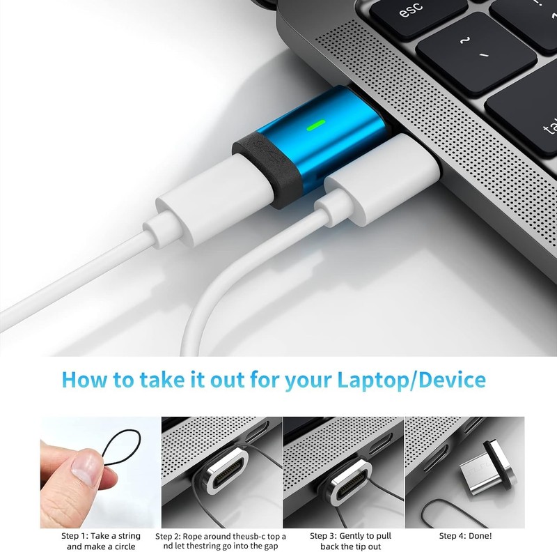 USB C Magnetic Adapter 2 Pack 24Pins Fast Charge 100W 4K Video Output gallery
