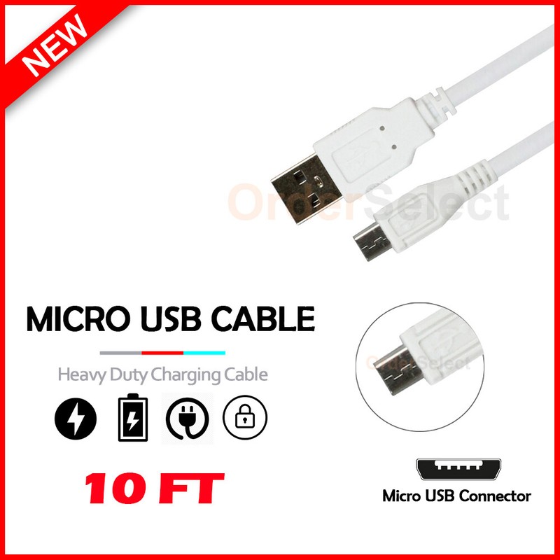 Micro USB 10FT Charger Cable Cord for Android Phone Alcatel 1SE /3X (2020)