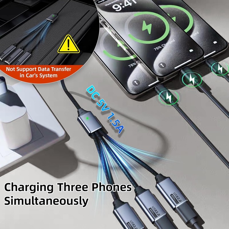 USB C Splitter 1 in 3 USB-C Out, USB Type C Splitter, USBC Male to Multi Type C gallery