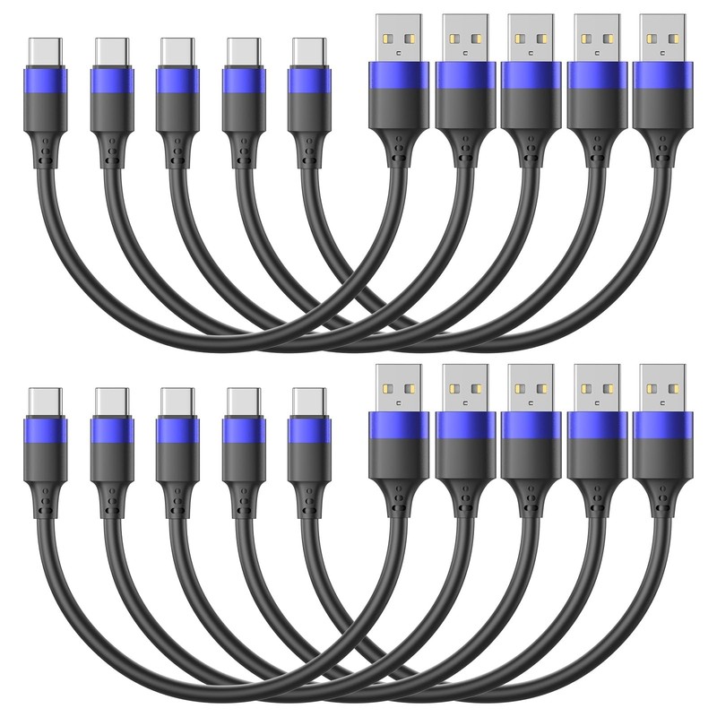 1ft Short USB C Cable for iPhone 15, 10 Pack Bulk USB A to USB C Charger Cord…