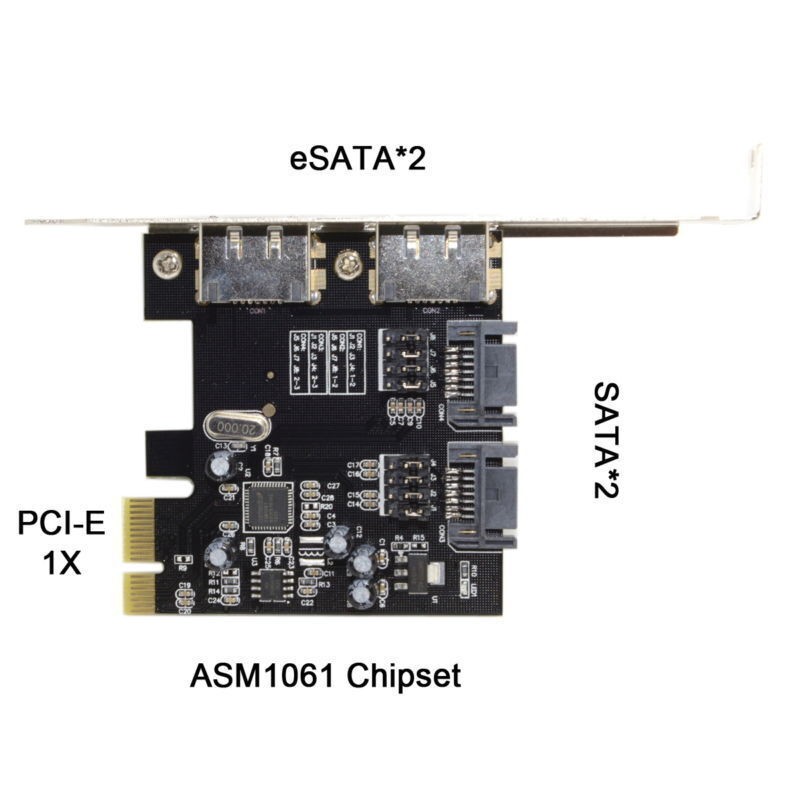 PCI-E 4x to 4 Ports SATA 3.0 ESATA SATA 3.0 6Gbps Expansion Card PCIE Adapter gallery