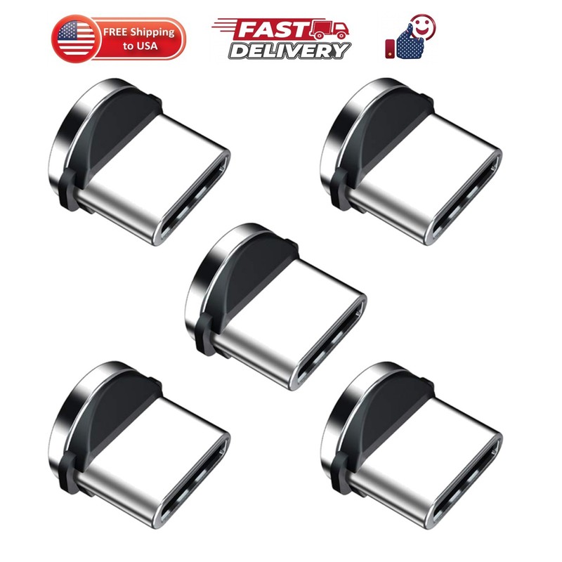 Magnetic Connector Tip Heads [5-Pack] USB C Adapter 360 Rotating Strong Phone…