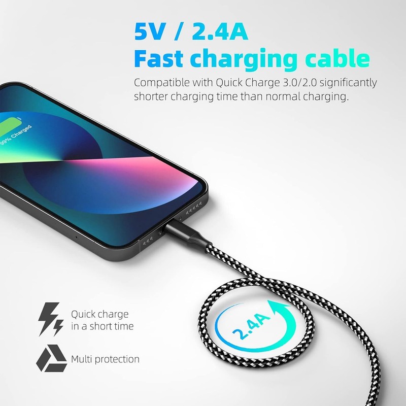 3 Pack Fast Charger Cable Heavy Duty For iPhone 13 12 11 X XR 8 7 Charging Cord gallery