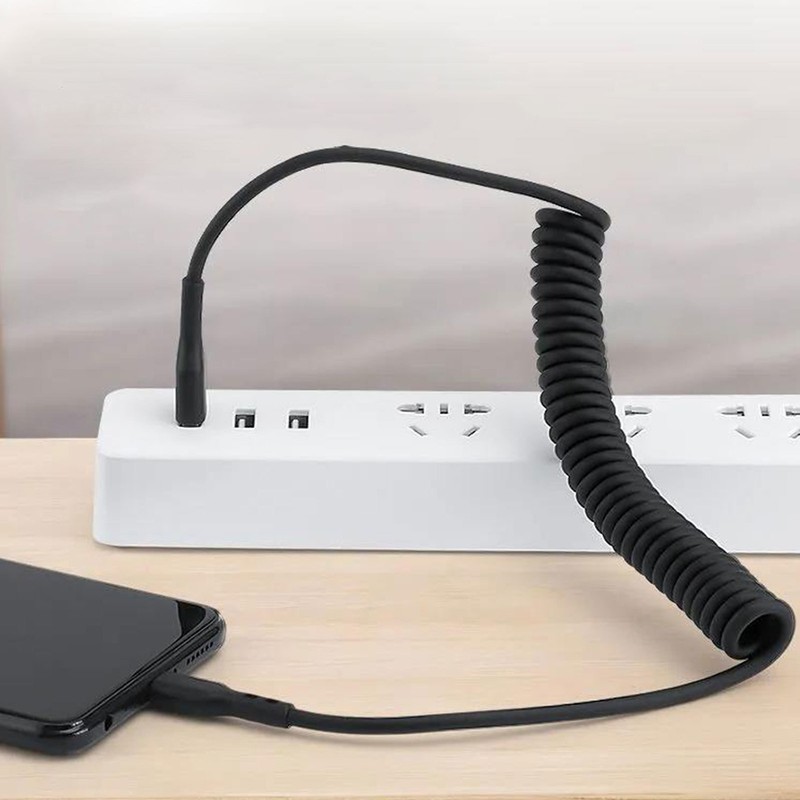 USB C Charger Cable Elastic Coiled Type-C Cable for Car Retractable USB Type C gallery