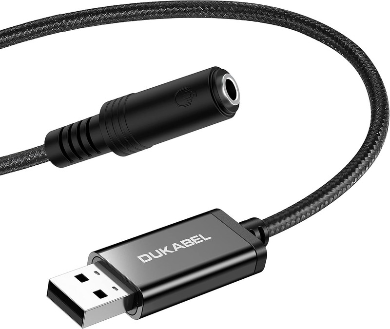 USB Headphone Adapter 9.8 Inch - TRRS Mic-Supported Sound Card for PC & PS5 gallery