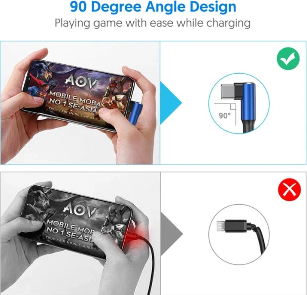 USB C Cable 90 Degree Right Angle [2 Pack 6.6FT] Fast Charging USB A to Type C gallery