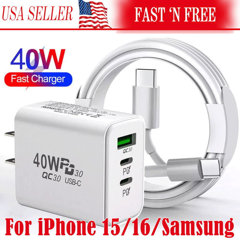 Dual PD 40W Fast Wall Charger Power Adapter iPhone 16 Pro Max 15 14 13 Plus lot