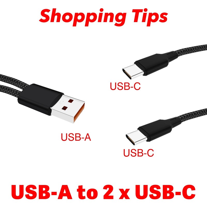 USB C Cable, 4FT Multi 2-in-1 USB A to Dual USB C Cord Black, Type C Splitter... gallery