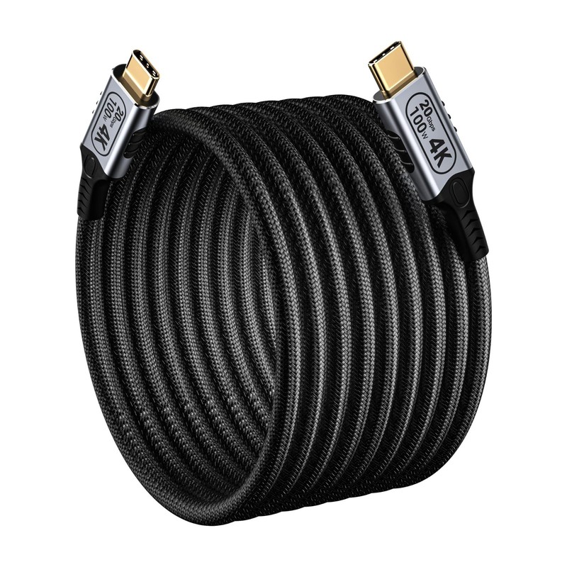 20FT USB-C to USB-C Cable 20Gbps, 4K@60Hz Video, 100W Fast Charging, Durable Nyl