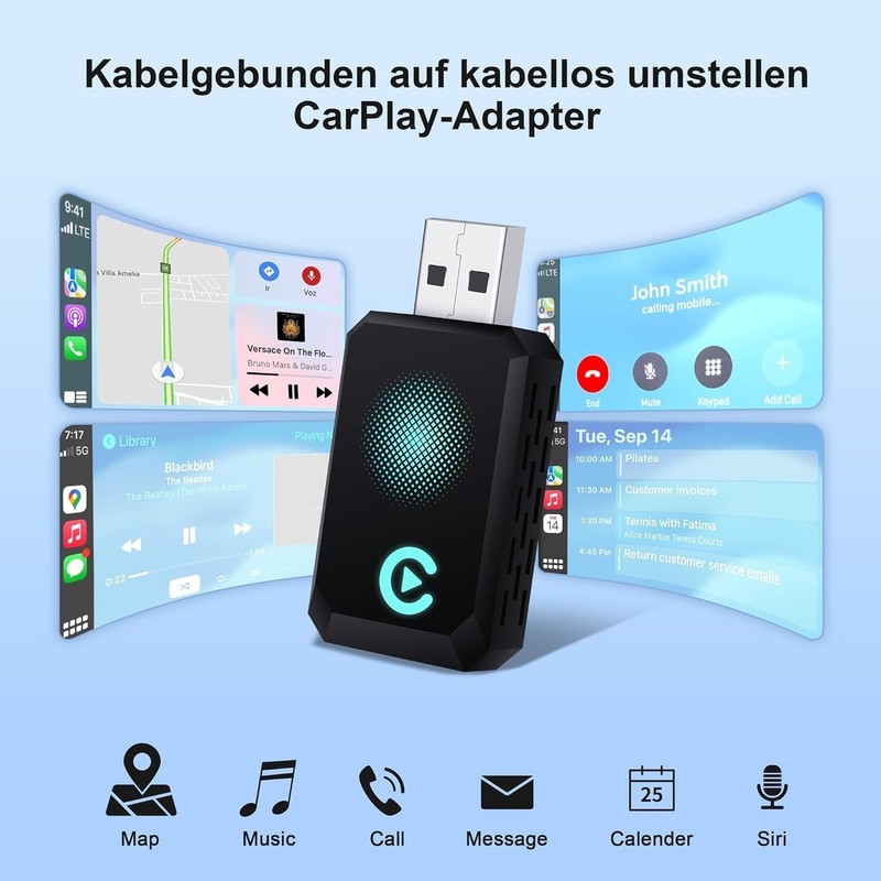 Wireless Carplay Adapter, Convert Wired to Wireless CarPlay, Compatible with ... gallery
