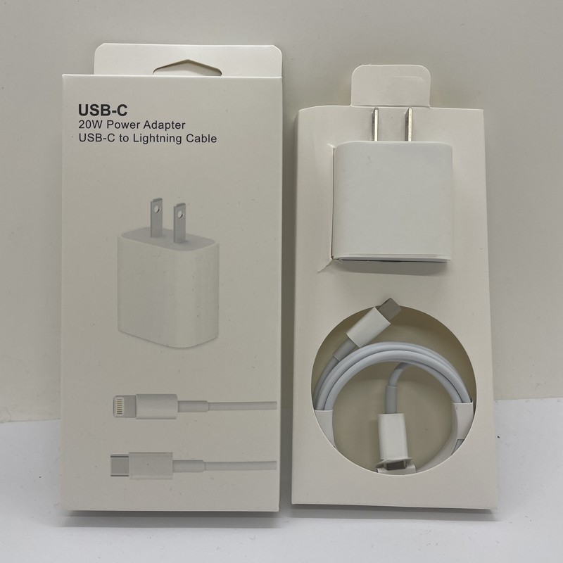 Bulk Lot 20W Power Adapter PD Charger USB-C to iPhone Cable For Apple 13 12 11 X