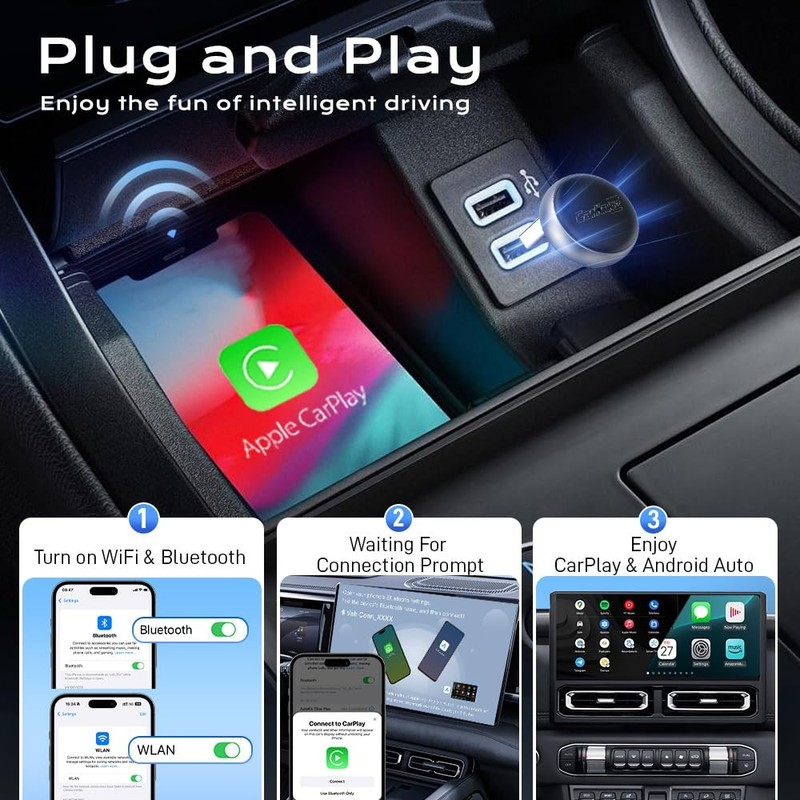 Wireless CarPlay Adapter MINI Ultra3│Plug & Play Convert Wired Carplay to wir... gallery