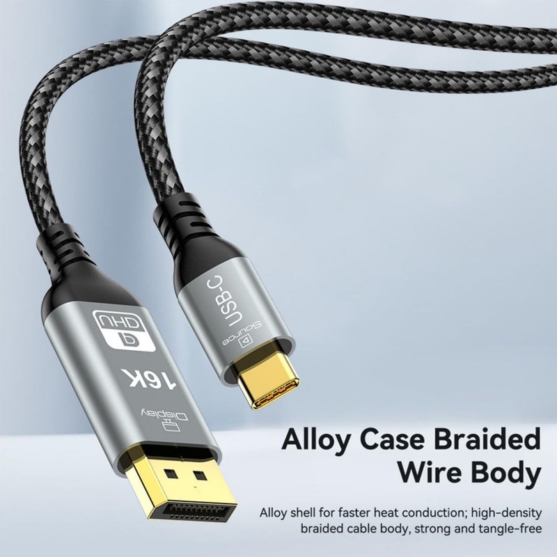 USB C to 80Gbps DisplayPort 2.1 Cable Supports 16K30Hz with DSC, 10K60Hz, 8K6... gallery