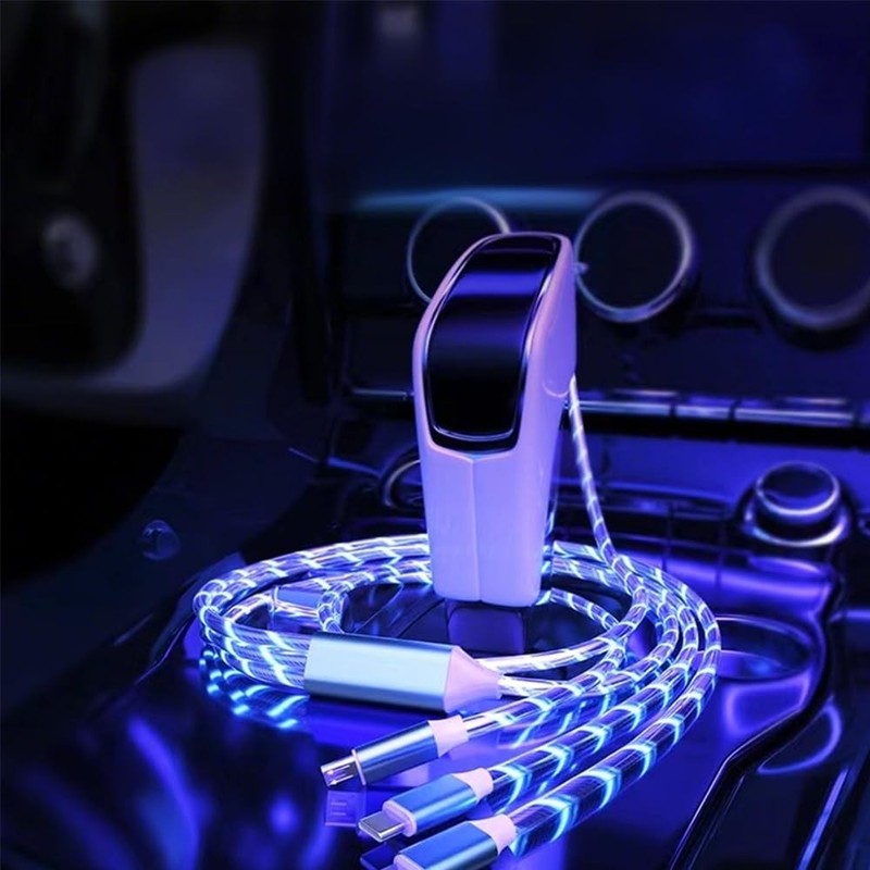 39 Inch Blue 3 in 1 USB A to USB C Micro Fast Charging Cable Lighted LED gallery
