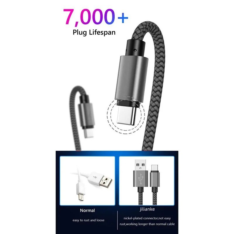 Nylon Data Cable Fast Charger USB A to Type C Charging Cable For Huawei Samsung gallery
