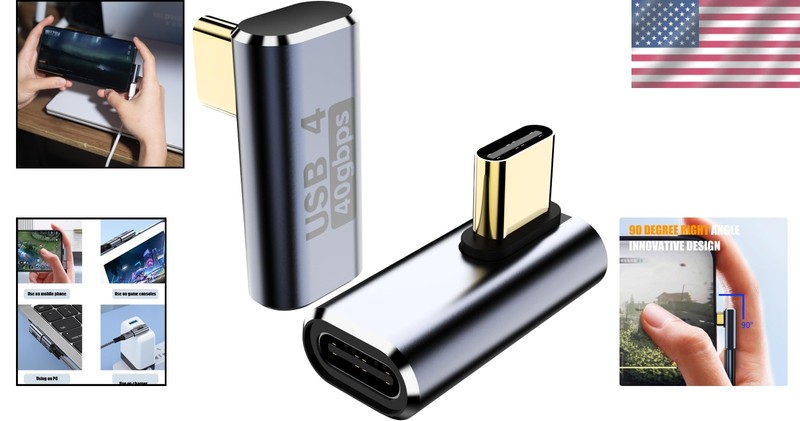 USB C Adapter [2-Pack], PD 240W USB C 90 Degree Adapter, USB Type C Right Angle gallery