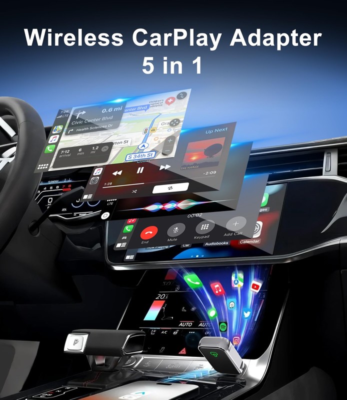 Wireless CarPlay Adapter for Apple iPhone & Android Auto - 2-in-1 Fast & Stab... gallery