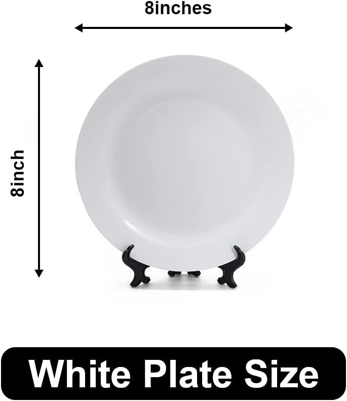 MR.R Sets of 2 Sublimation Blanks White Ceramic Flat Plate with Stand,Porcela... gallery