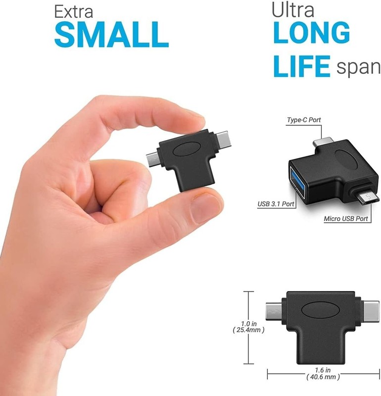 2 in 1 OTG USB 3.0 to Micro USB & Type C Adapter - High-Speed Data Sync gallery