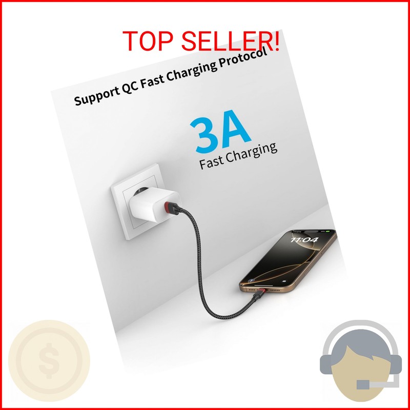 6 Inch USB to USB C Cable, 2 Pack Short Fast Charging Cord Type C, 0.5ft USB A t gallery