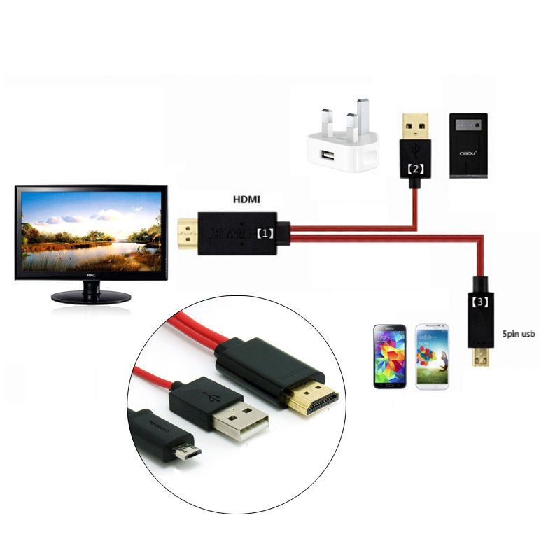 Micro USB to 1080p HDMI Cable HDTV TV Out for Android Samsung S5 S4 Note4 Phones gallery