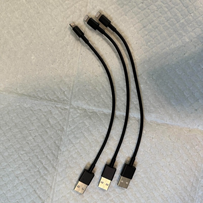 3x 7″ Cables for iPhone USB to Lightning Great for Cars Short 7 inch Cords Black