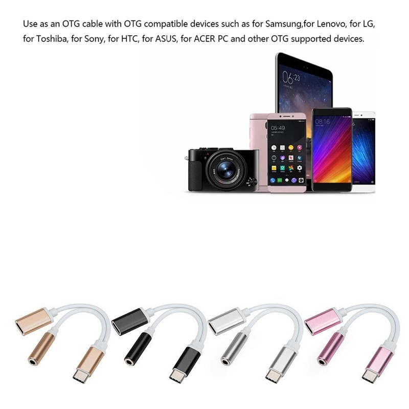 USB Type C To 3.5mm Aux Audio Charging Cable Adapter Splitter Headphone Jack US gallery