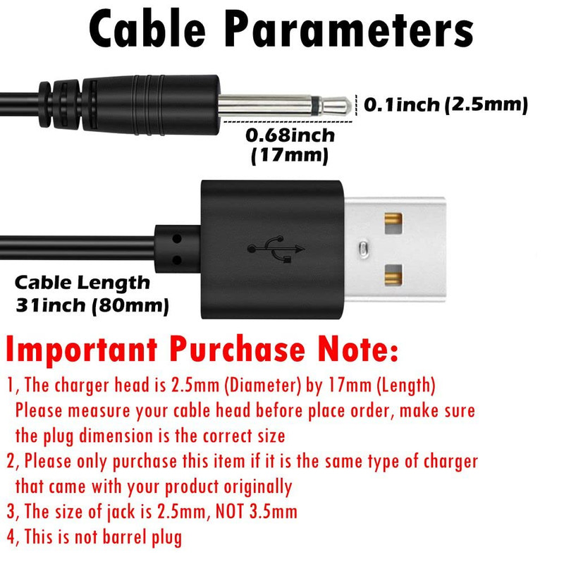 2 Pack 2.7Ft Replacement DC Charging Cable, USB to DC 2.5Mm Fast Charger Cord Ad gallery