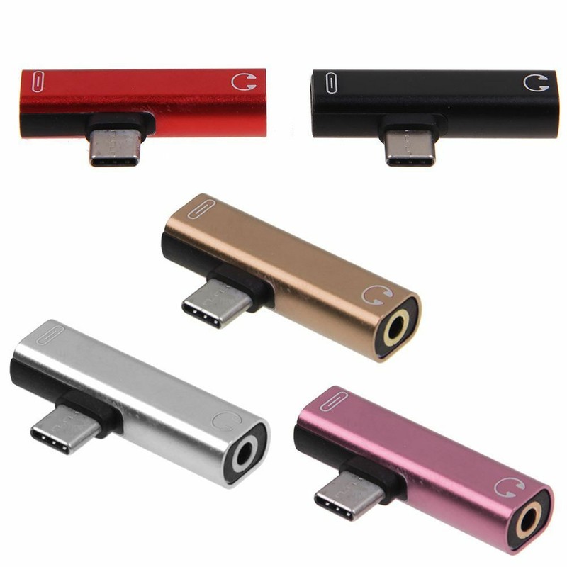 2 in 1 Type C to 3.5 mm and Charger Headphone Audio Jack USB C Cable Adapter US gallery