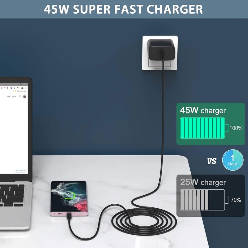45W Super Wall Charger Adapter 6ft Type-C Cord For Samsung Galaxy S23 S22 S21+ gallery