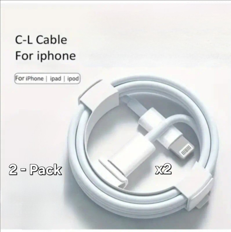 2-Pack USB-C to L-Type Fast Charger Cables for iPhone Compatible Devices