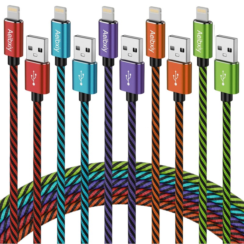 iPhone Charger 10FT 5 Pack,[Apple MFi Certified] Lightning Cable Nylon Braide…
