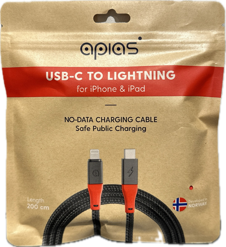 Safety charging cable no data transfer cable, USB-C to iPhone & iPad 2 meter
