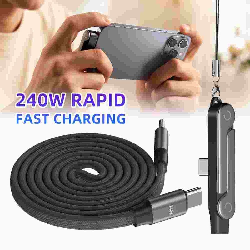 1.5M Braided USB-C to USB-C 480Mbps Cable 240W PD Fast Charge With Phone Stand gallery