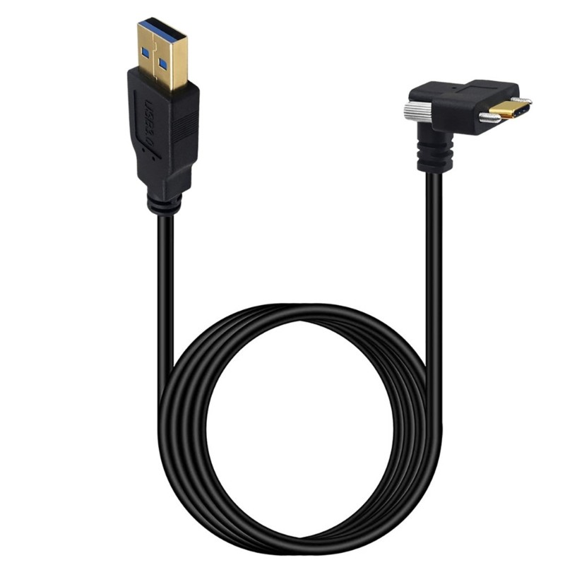 Secure Connection USB C to USB 3.0 Data Wire Line Angled Plug For Industrial Use