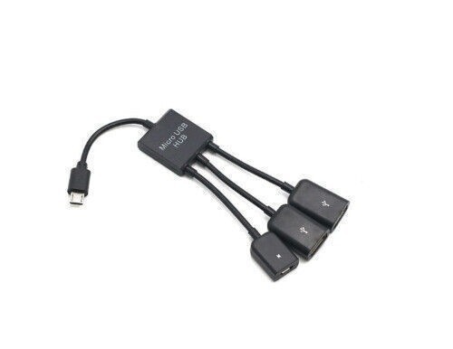 3 in 1 Male to Female Dual Micro USB 2.0 Host OTG Hub Adapter Cable