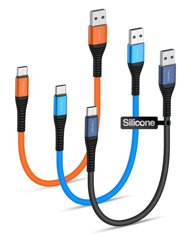 Short USB A to USB C Cable 6 inch, Soft Silicone 60W Fast Charging Cord Type-C C