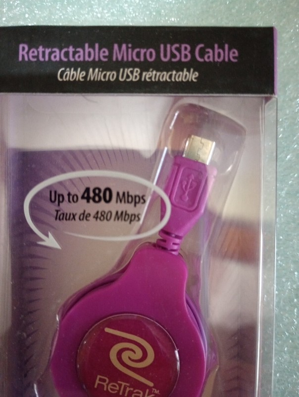 Retrak Flavours Purple Retractable Micro USB Cable New. gallery