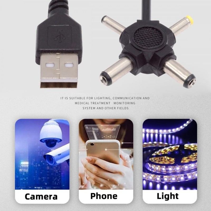 Cable USB 2.0 -A to 4-in-1 DC 5V 5.5x2.5mm 5.5x2.1mm 4.0x1.7mm 3.5x1.3mm Powe... gallery