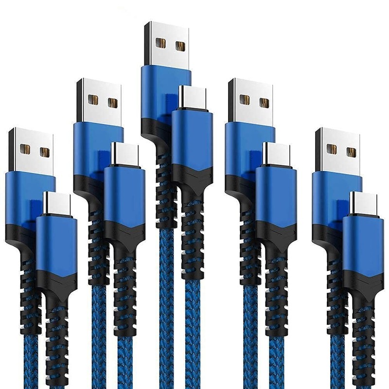 5 Pack USB Type C Cable 3ft 6ft 10ft Fast Charger Cord Assorted Sizes Lead