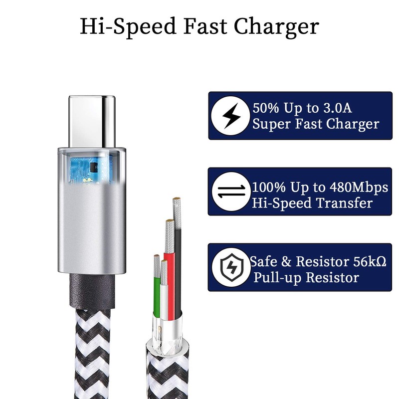 USB Type c Cable, 5 Pack (6FT) Nylon Braided USB C Cables 3A Fast Charging Charg gallery