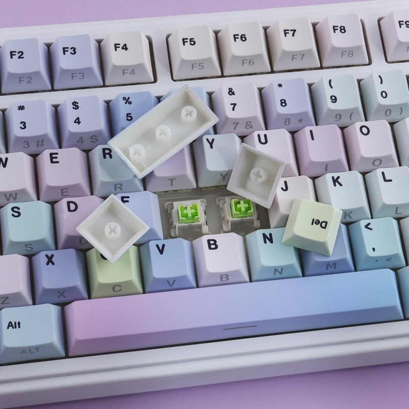 Sunzit Dreamy Purple Keycaps,132 Keys PBT Custom Side Print Keycaps,Cherry Pr... gallery