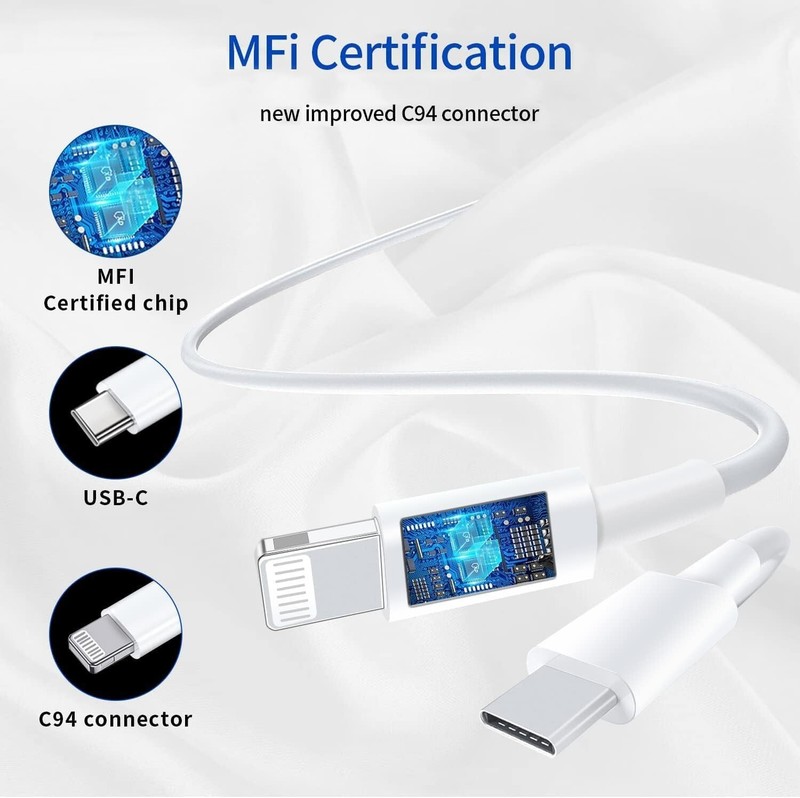 3x Original Carga Rapida USB-C De 20W Cable 10FT Cargador Para iPhone 14 13 12 gallery