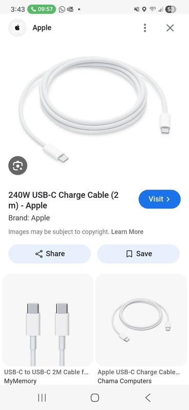 Apple 240W USB-C Charge Cable, 2m