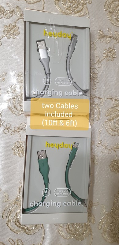 Heyday 2 Pack Micro USB Cable for Android phones/Tablets (10ft,6ft)